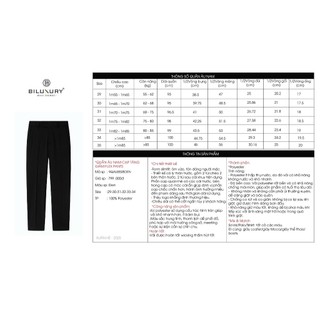 Quần Âu Nam Cạp Tăng Giảm 9QAUB505 Biluxury Form Slimfit Chống Nhăn Co Giãn Chống Bám Bẩn Bền Màu