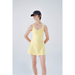 THEKIM Set váy Pickleball hai dây cổ tim hở lưng ( có mút ngực tháo rời và quần bảo hộ ) , váy liền thể thao 2 dây CS326