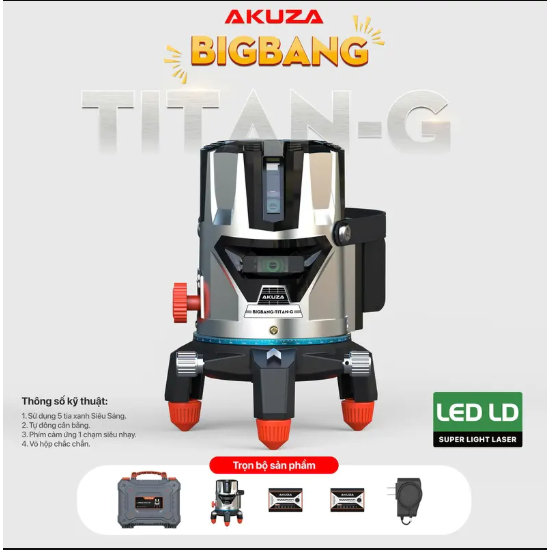 Akuza Máy Cân Bằng Laser Cao Cấp Bigbang Titan G 5 Tia Xanh Pin 6000mah Thiết Kế Hiện Đại