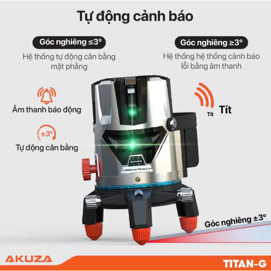 Akuza Máy Cân Bằng Laser Cao Cấp Bigbang Titan G 5 Tia Xanh Pin 6000mah Thiết Kế Hiện Đại