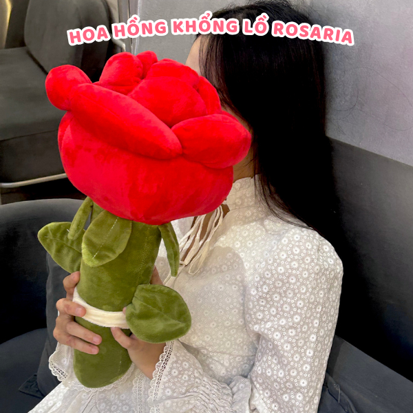 Gấu bông hoa hồng đỏ khổng lồ 80cm - Hoa hồng nhung đỏ cao cấp, làm quà tặng đáng yêu Rosaria