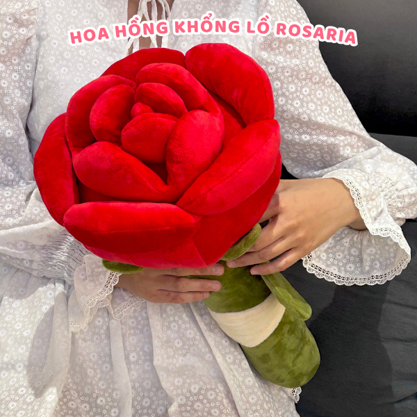 Gấu bông hoa hồng đỏ khổng lồ 80cm - Hoa hồng nhung đỏ cao cấp, làm quà tặng đáng yêu Rosaria