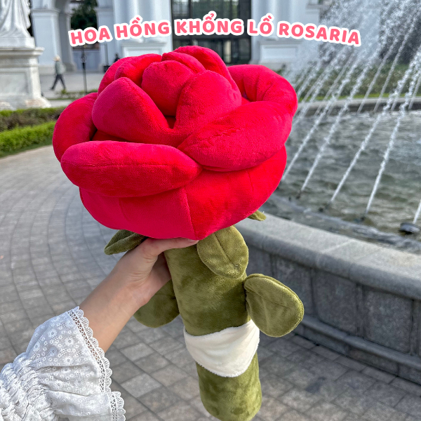 Gấu bông hoa hồng đỏ khổng lồ 80cm - Hoa hồng nhung đỏ cao cấp, làm quà tặng đáng yêu Rosaria