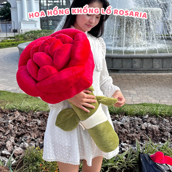 Gấu bông hoa hồng đỏ khổng lồ 80cm - Hoa hồng nhung đỏ cao cấp, làm quà tặng đáng yêu Rosaria