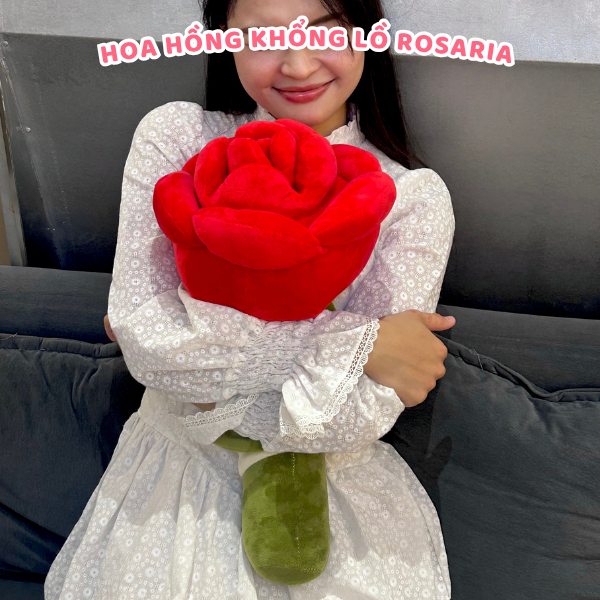 Gấu bông hoa hồng đỏ khổng lồ 80cm - Hoa hồng nhung đỏ cao cấp, làm quà tặng đáng yêu Rosaria