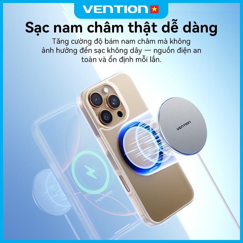 Miếng Dán Magsafe Vention Sạc Không Dây Từ Tính Dành Cho Phone 16/15/14/13/12/11/XS Phụ Kiện ĐT