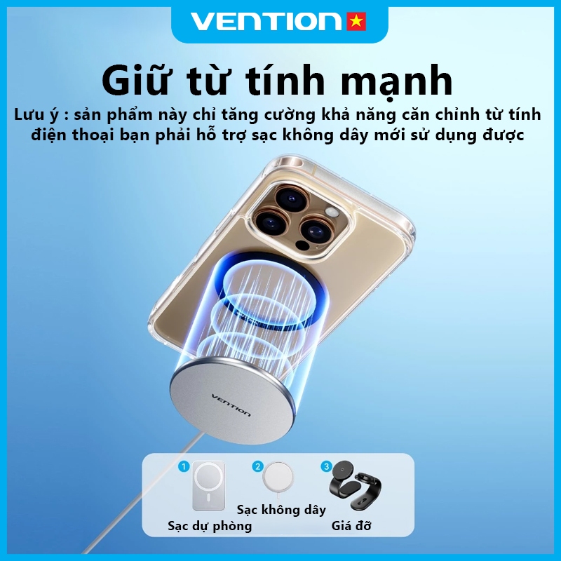 Miếng Dán Magsafe Vention Sạc Không Dây Từ Tính Dành Cho Phone 16/15/14/13/12/11/XS Phụ Kiện ĐT