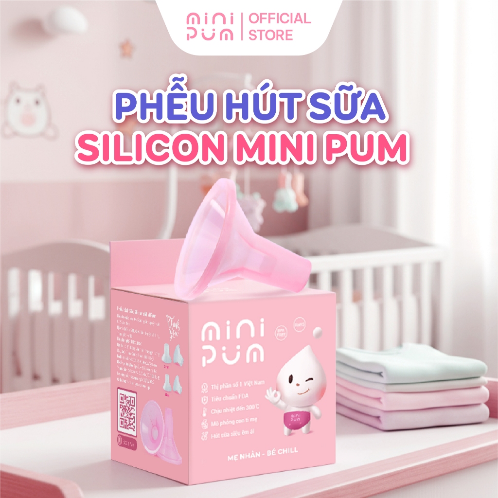 Phễu hút sữa silicon Mini Pum an toàn, không BPA, massage êm ái không đau rát