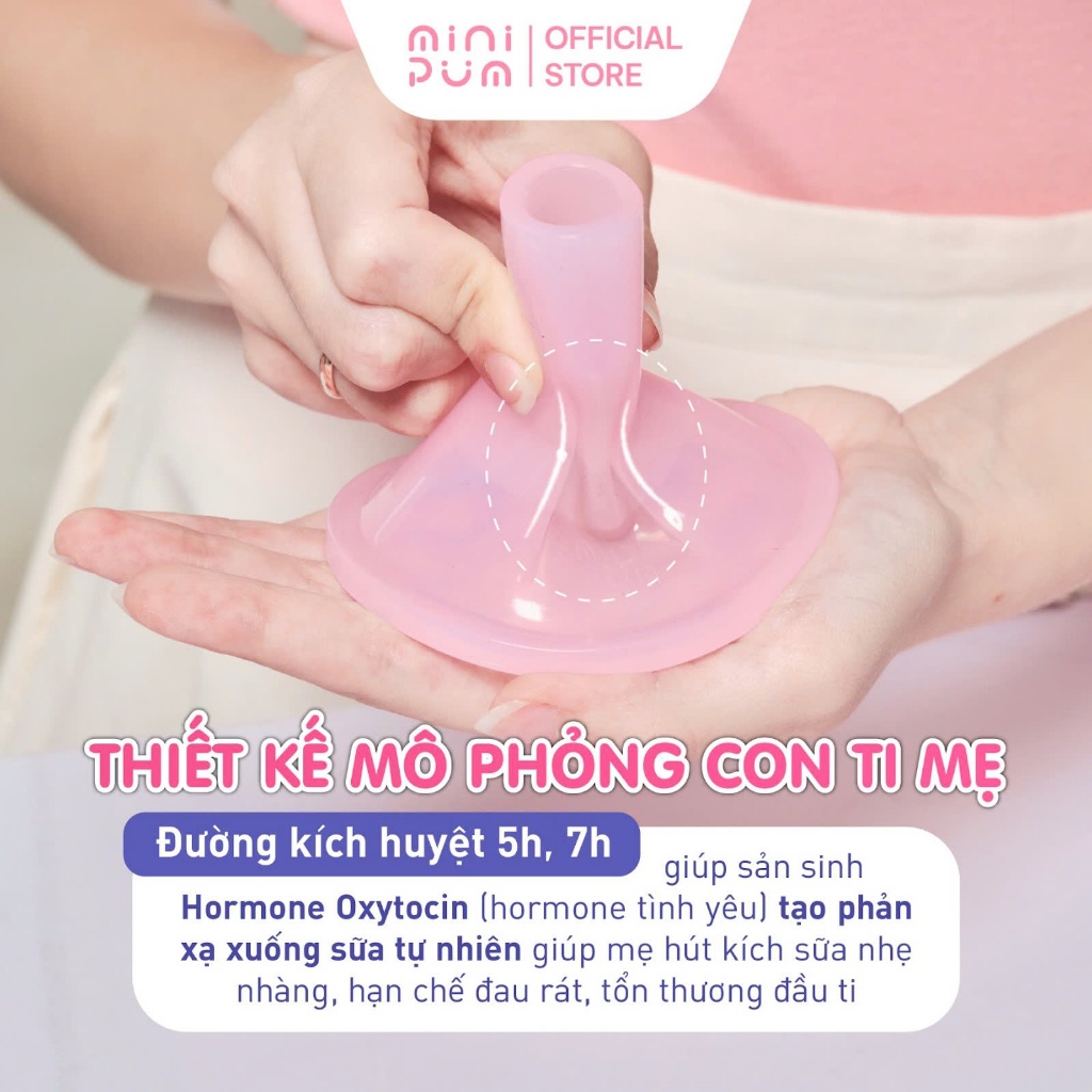 Phễu hút sữa silicon Mini Pum an toàn, không BPA, massage êm ái không đau rát