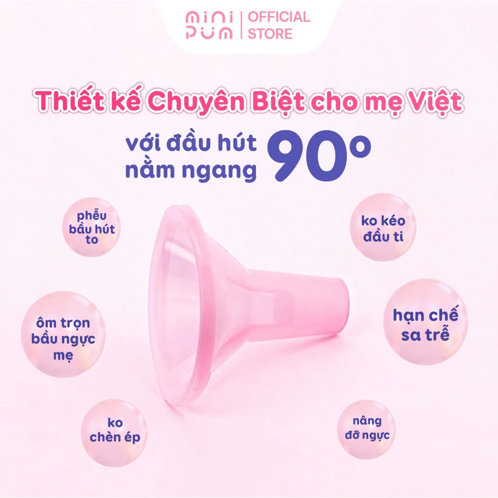 Phễu hút sữa silicon Mini Pum an toàn, không BPA, massage êm ái không đau rát