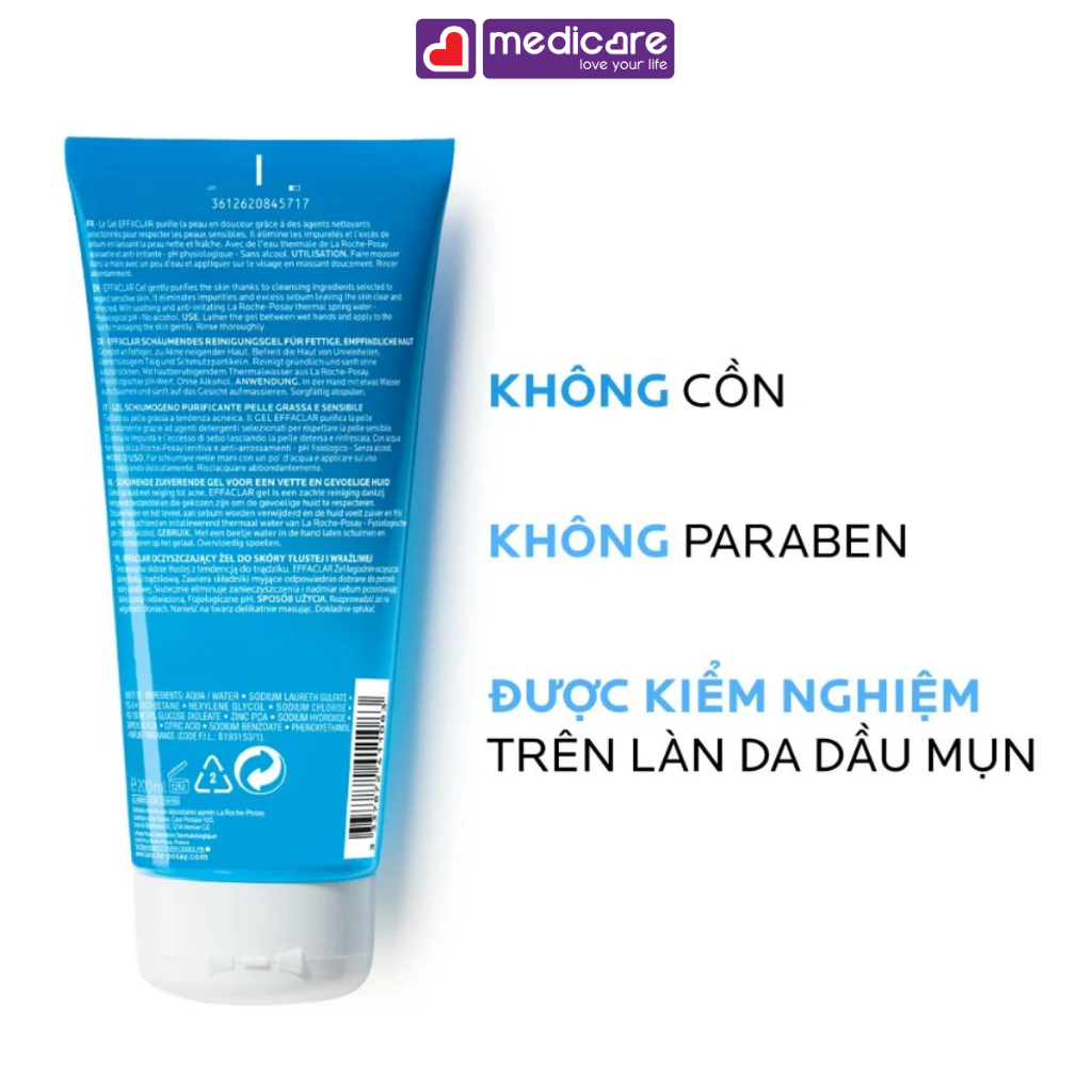 Gel rửa mặt LA ROCHE-POSAY LABORATOIRE DERMATOLOGIQUE tạo bọt dành cho da dầu 200ml và 400ml