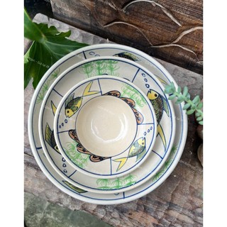 Tô Chiết Yêu/Tô Bắc Cao Cấp 18cm/20cm Vẽ Gà Trống/Cá/Chỉ Xanh/Phết/Cua - Gốm Lái Thiêu - Gốm Nam Bộ