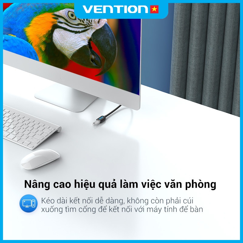 Cáp Nối Dài USB 3.0 Vention Tốc Độ Cao 5Gbps, Dây PVC, Đầu Mạ Niken Chống Gỉ, Chiều Dài Lên Đến 5m