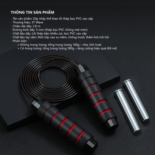 Dây nhảy tập thể dục lõi thép PVC cao cấp vòng bi 360° chống rối tập luyện cơ tay và bụng DN-TS04