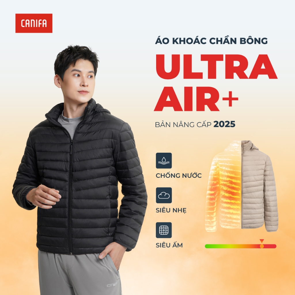 Áo khoác phao nam CANIFA chần bông Ultra Air + siêu nhẹ siêu ấm PS25 8OT25W027