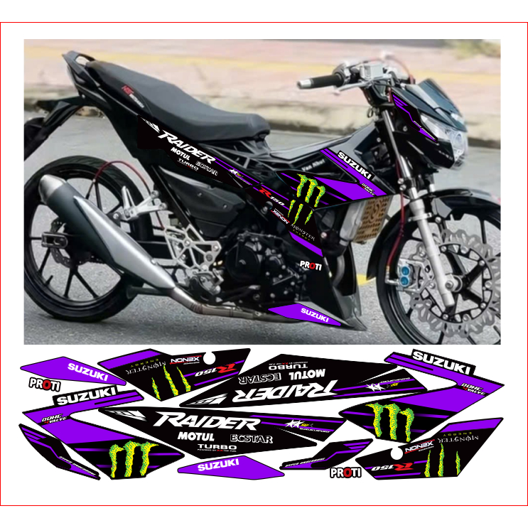Tem rời RAIDER R150 mẫu MONTER  cao cấp chất liệu in 3 lớp chống nước không phai màu.