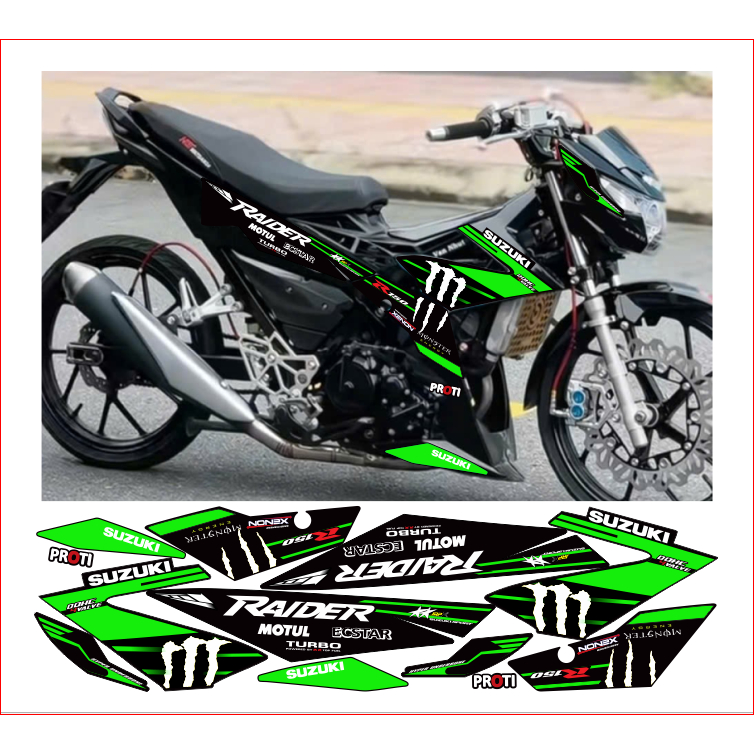 Tem rời RAIDER R150 mẫu MONTER  cao cấp chất liệu in 3 lớp chống nước không phai màu.