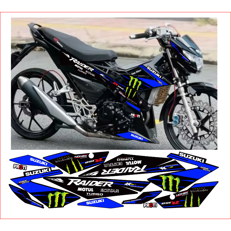 Tem rời RAIDER R150 mẫu MONTER  cao cấp chất liệu in 3 lớp chống nước không phai màu.