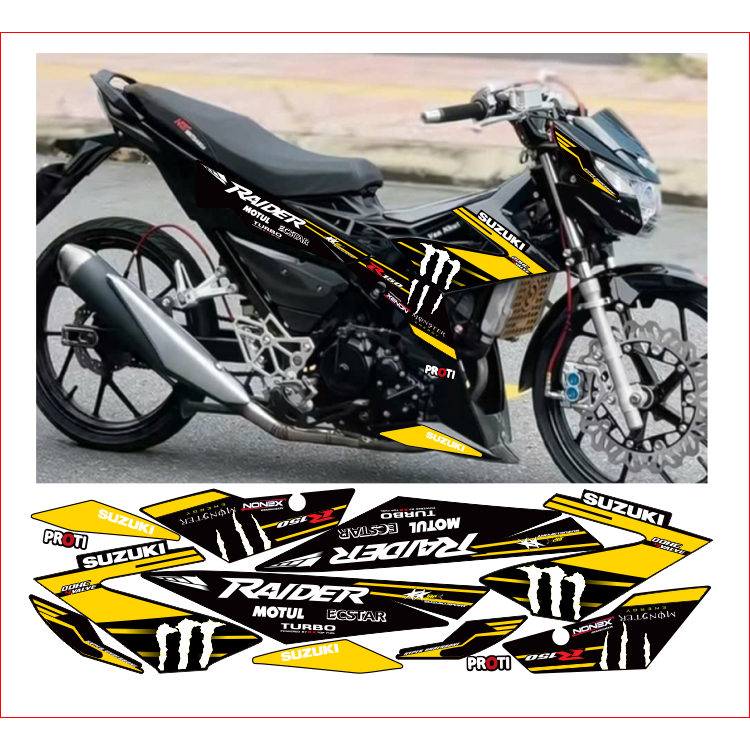 Tem rời RAIDER R150 mẫu MONTER  cao cấp chất liệu in 3 lớp chống nước không phai màu.