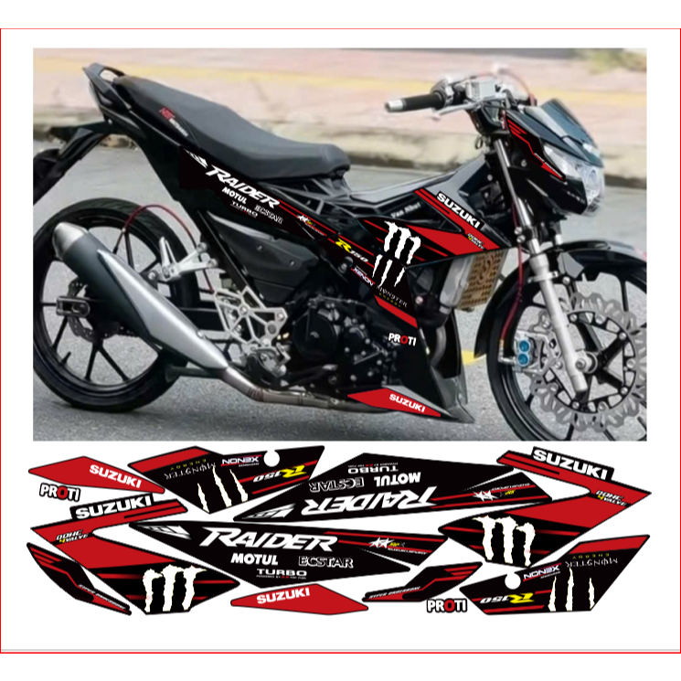 Tem rời RAIDER R150 mẫu MONTER  cao cấp chất liệu in 3 lớp chống nước không phai màu.