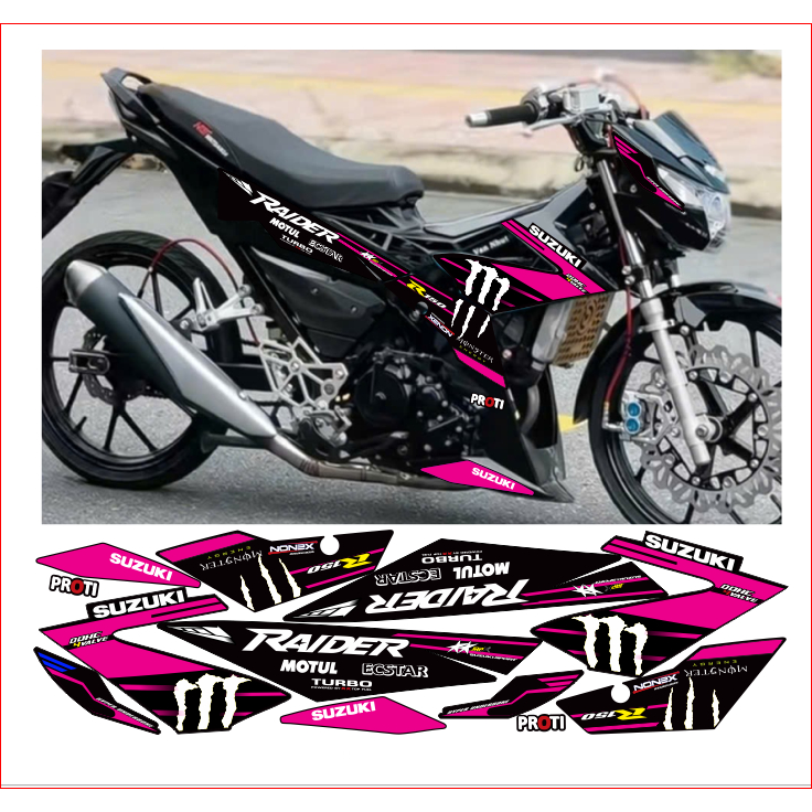Tem rời RAIDER R150 mẫu MONTER  cao cấp chất liệu in 3 lớp chống nước không phai màu.