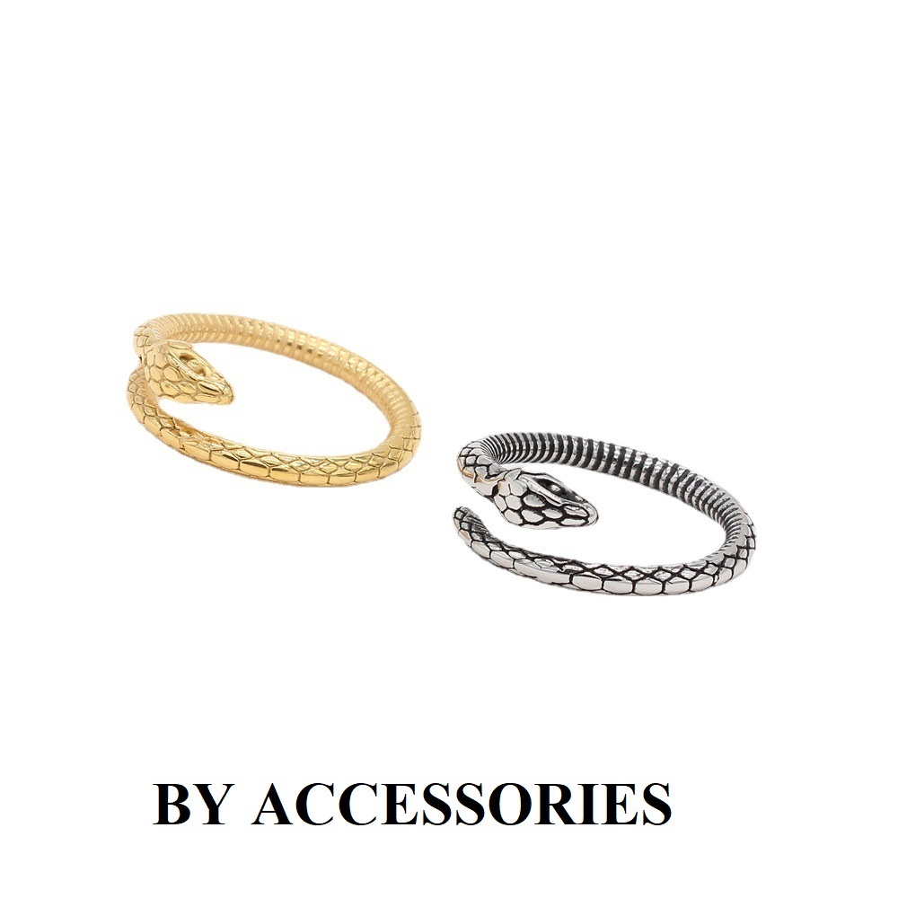 Nhẫn titan unisex kiểu hình con rắn dáng mảnh quấn vòng so le không gỉ UR2501 BY ACCESSORIES