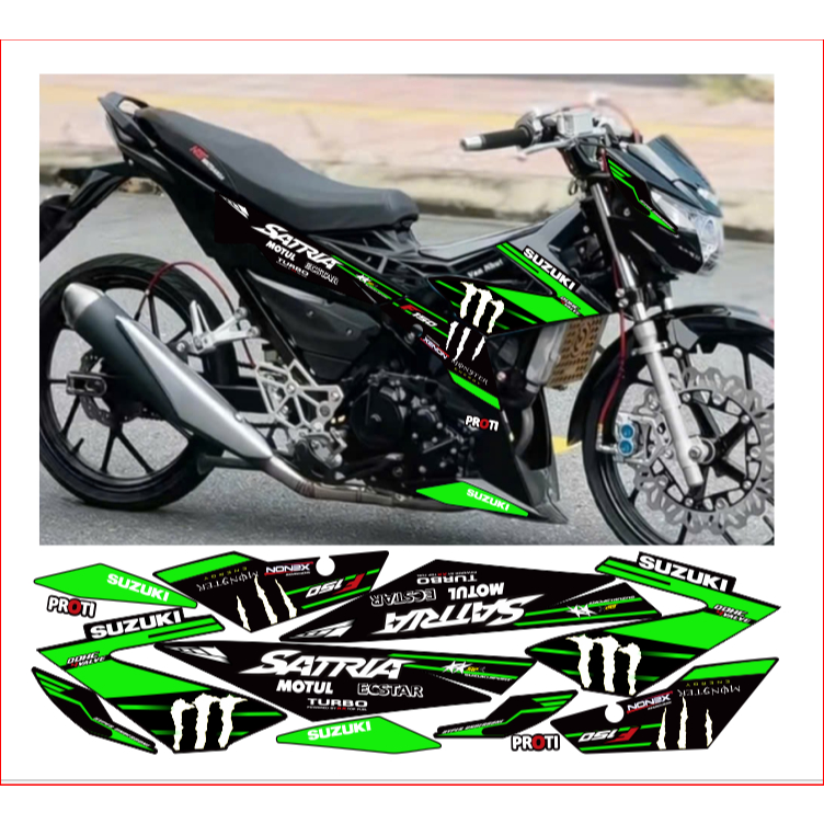 Tem rời SATRIA F150 mẫu MONTER  cao cấp chất liệu in 3 lớp chống nước không phai màu.