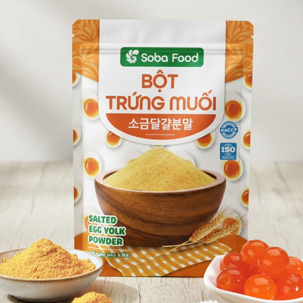 Bột Trứng Muối Soba Food 1kg – Làm Sốt Hải Sản, Bánh Bao Hoàng Kim, Da Cá Lắc Trứng Muối- SBTM15