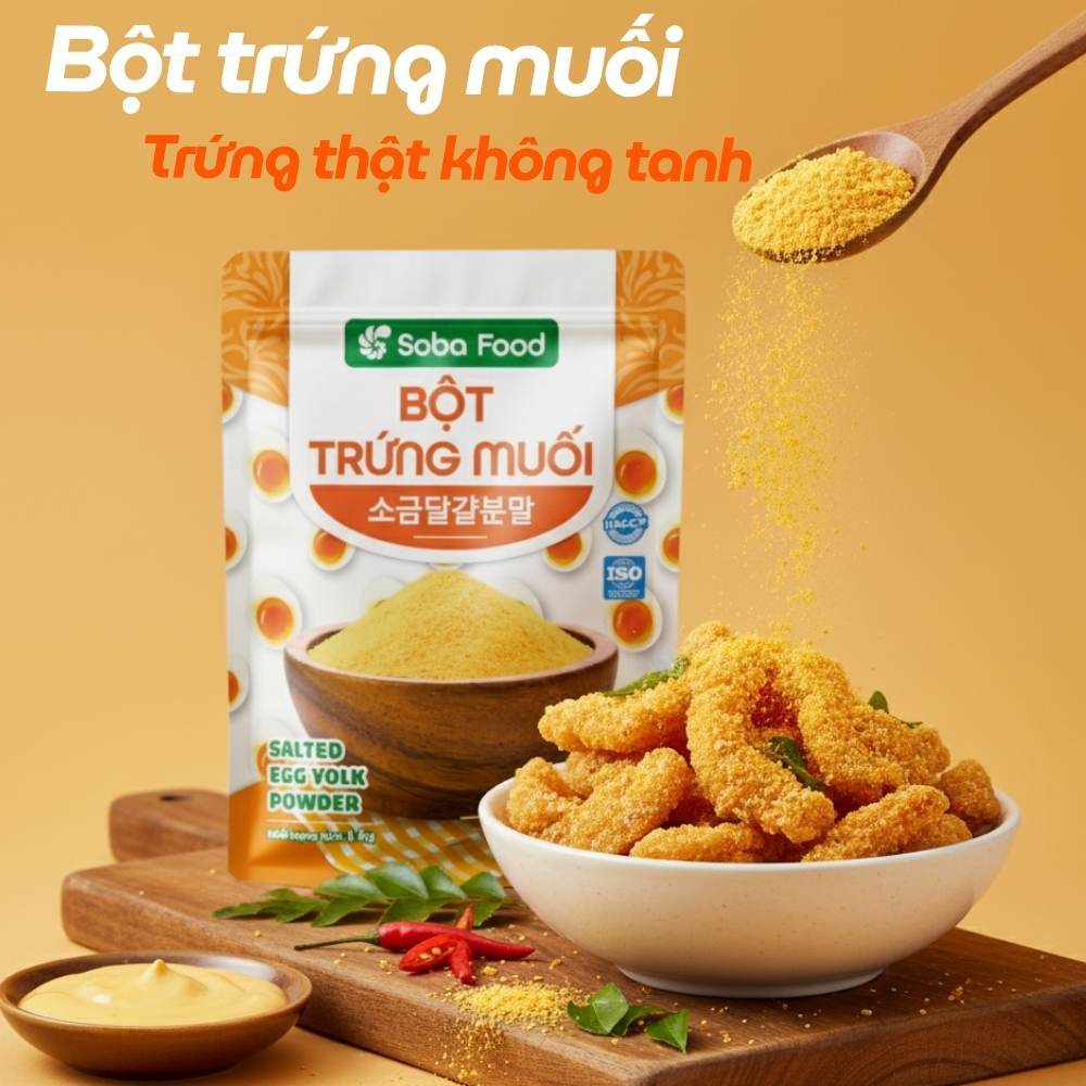 Bột Trứng Muối Soba Food 1kg – Làm Sốt Hải Sản, Bánh Bao Hoàng Kim, Da Cá Lắc Trứng Muối- SBTM15