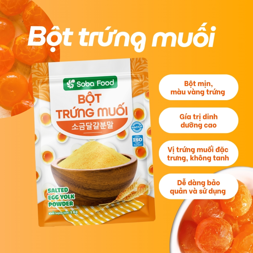 Bột Trứng Muối Soba Food 1kg – Làm Sốt Hải Sản, Bánh Bao Hoàng Kim, Da Cá Lắc Trứng Muối- SBTM15