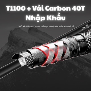 Cần DAHE Thanh Cung 3.5H – Carbon T1100 + 40T, Siêu Nhẹ 88g (4m5), Phân Bổ Lực 28/37, Câu Tổng Hợp