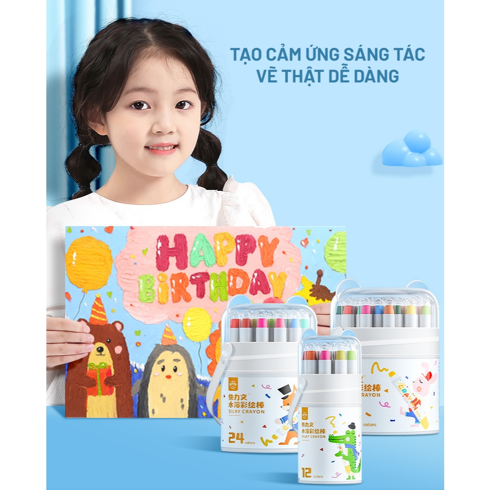 Bút sáp màu không độc hại có thể giặt được cho trẻ em Dụng cụ mỹ thuật cho nhiều mục đích sử dụng, không làm ố tay