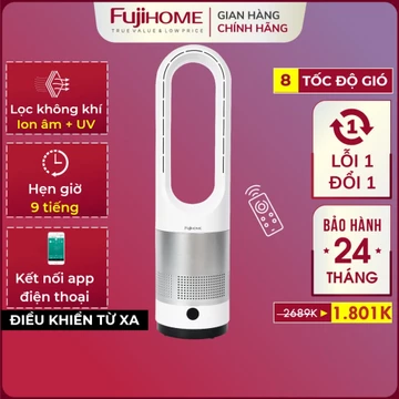 Quạt không cánh lọc không khí Nhập Khẩu FUJIHOME BF.18, Quạt Mini không cánh thông minh điều khiển qua Wifi