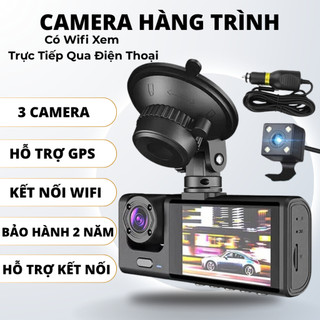 Camera Hành Trình Ô Tô  Wifi Kết Nối Xem Trên Điện Thoại, 3 Camera Ghi Hình Trước Trong Và Sau Xe
