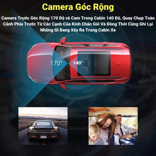 Camera Hành Trình Ô Tô  Wifi Kết Nối Xem Trên Điện Thoại, 3 Camera Ghi Hình Trước Trong Và Sau Xe