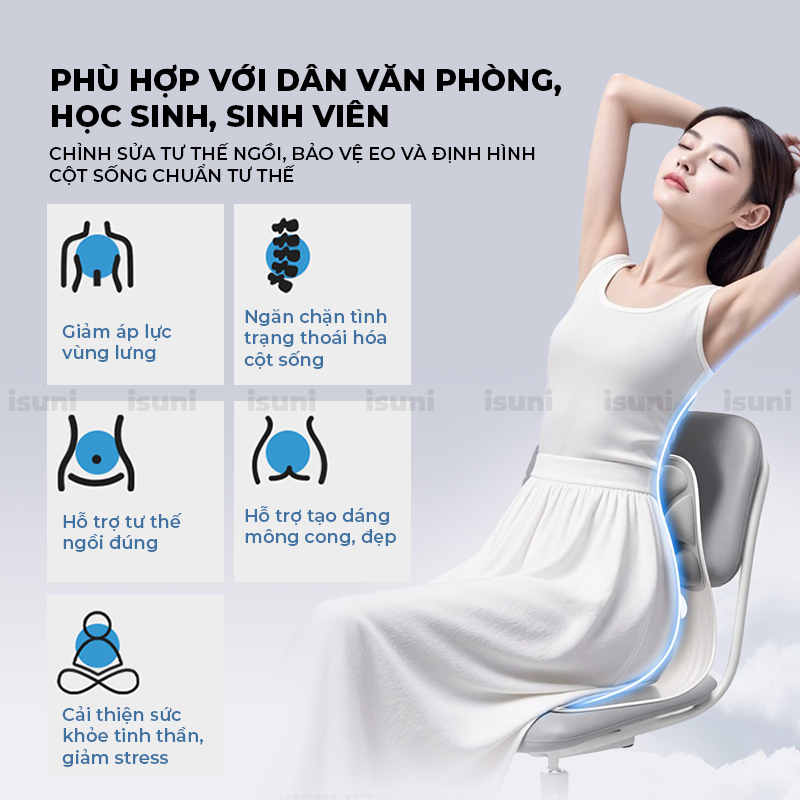 Ghế Công Thái Học ISUNI SEASHELL Chống Gù Lưng Giúp Ngồi Thẳng Lưng Chống Vẹo Cột Sống
