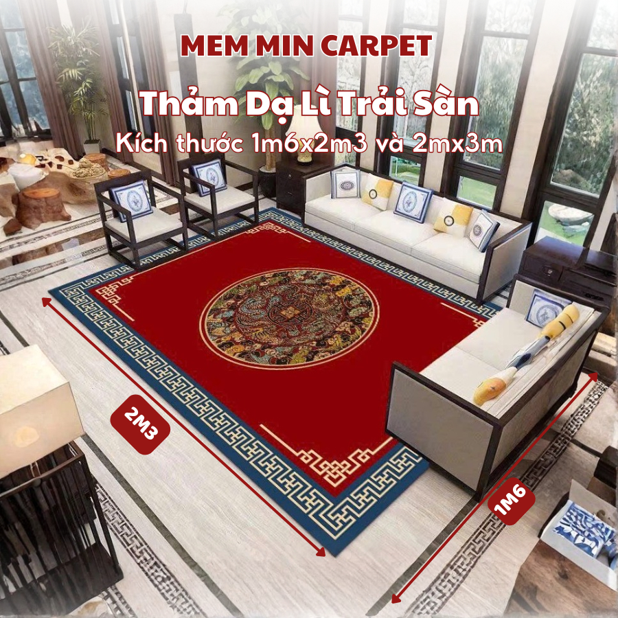 Thảm Trải Sàn Phòng Khách, Thảm Bali Trải Sàn Trang Trí Phòng Khách Kích Thước 2mx3m, 1m6x2m - MemMinCarpet- TH118