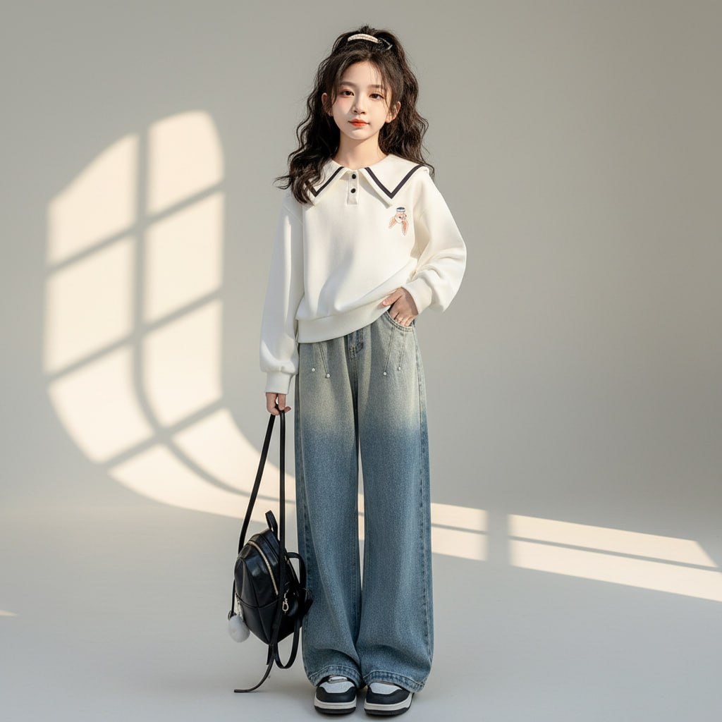 Set áo thỏ Ceim kèm jean suông cho bé gái size đại BEESHOP D25016