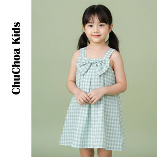 Váy bé gái, đầm bé gái 2 dây kẻ Caro có nơ dễ thương dáng suông thoáng mát ChuChoaKids [VBC1]