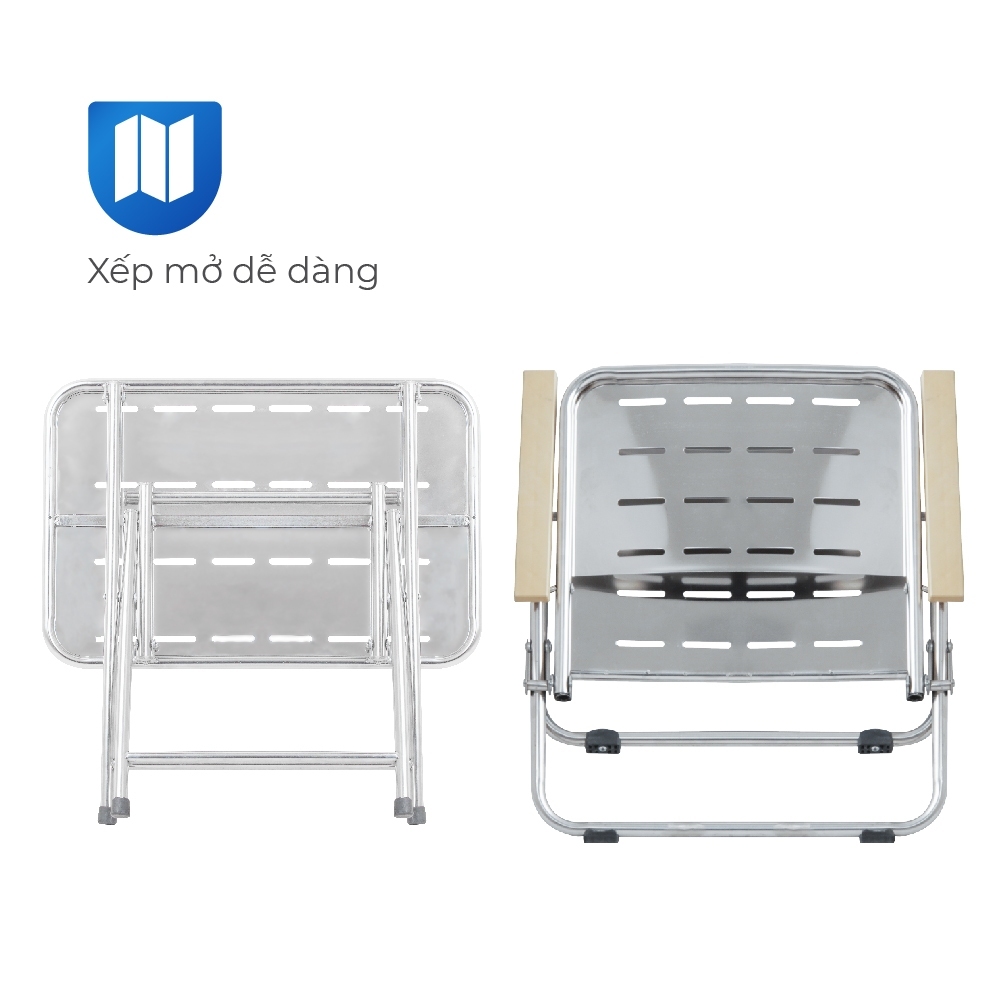[HỎA TỐC] Bàn, ghế cà phê Ceto CNC QUI PHÚC, bàn khung inox chống gỉ sét, an toàn, gấp gọn linh hoạt