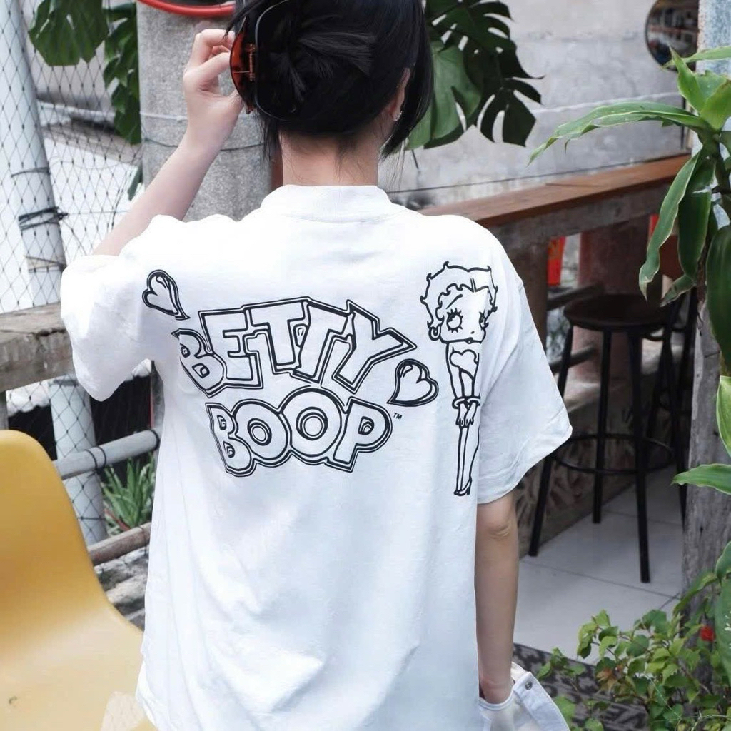Áo Thun Betty Boop Hình In Sắc Nét Vải Cotton Mềm Mịn Thoáng Mát - Không Xù Lông Tag Mac Túi Zip