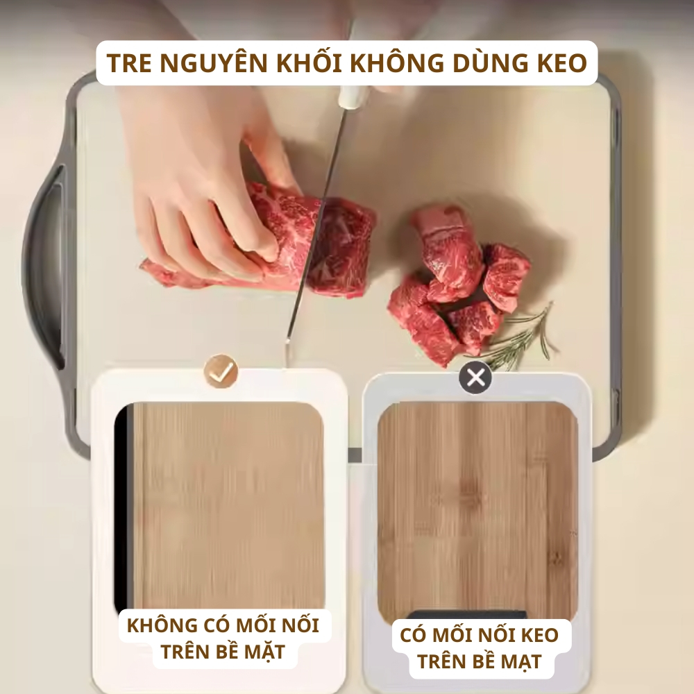 Thớt Gỗ Tre Nguyên Khối Chống Nấm Mốc Kháng Khuẩn – Thớt 2 Mặt Tre Đặc Cao Cấp, Có Tay Cầm Treo