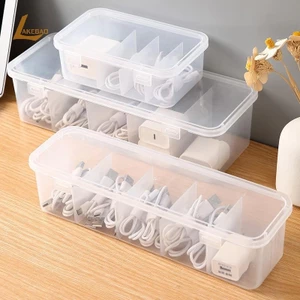 Hộp Nhựa Lưu Trữ Chia Ngăn Để Cốc, Cáp Sạc, Phụ Kiện, Đồ LÓt, Tất,... Hộp Nhựa 5 Ngăn Để Đồ Đa Năng Có Nắp Đậy