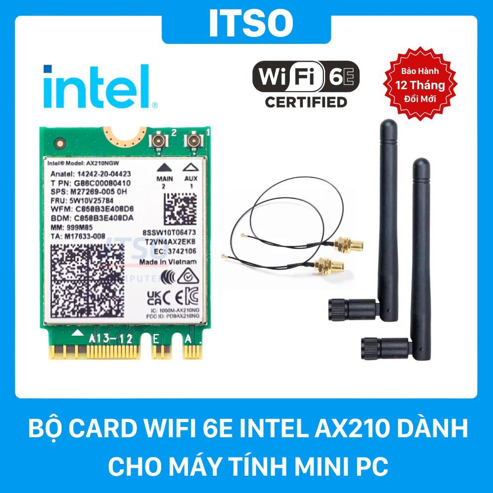 Bộ card WIFI 6E Intel AX210 dành cho ASRock DeskMini X300 / Asrock X600 ...