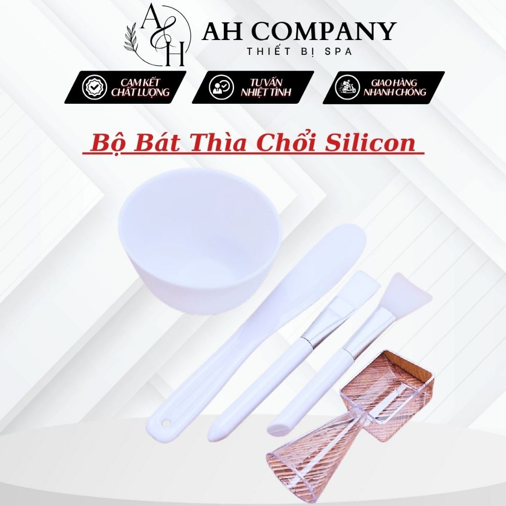 Bộ Bát Thìa Chổi, Cọ silicon Chuyên Đắp Mặt Nạ Dùng Trong Spa Thẩm Mỹ Viện
