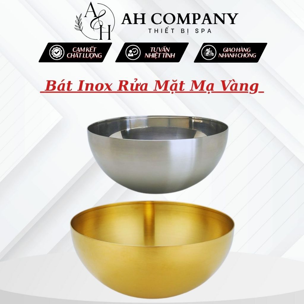 Bát Inox Rửa Mặt, Bát Đựng Nước Mạ Vàng Chuyên Dùng Cho Spa, Size 22cm Sử Dụng Tiện Lợi