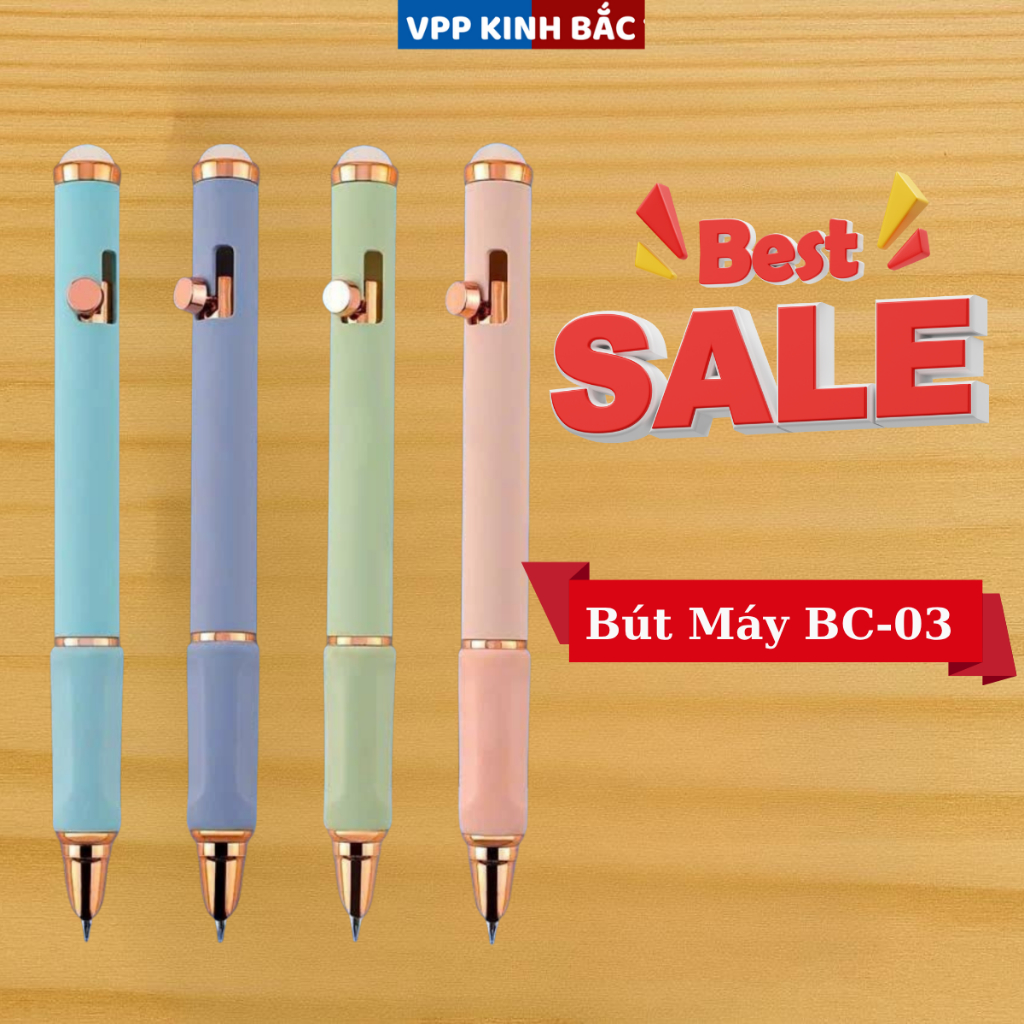 ( Mẫu Mới ) Bút Máy Bấm Cài BC-03, Dùng Mực Xóa - Ngòi Kim Tinh 0.38mm, Dành Cho Học Sinh Tiểu Học.