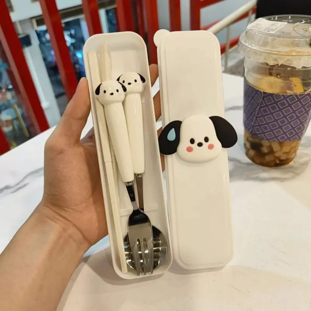 Bộ Dụng Cụ Ăn Uống 3 Món: Thìa-Đũa-Dĩa Kem Hộp Tiện Lợi Chất Liệu Inox 304 Cao Cấp FACE MASK.STORE