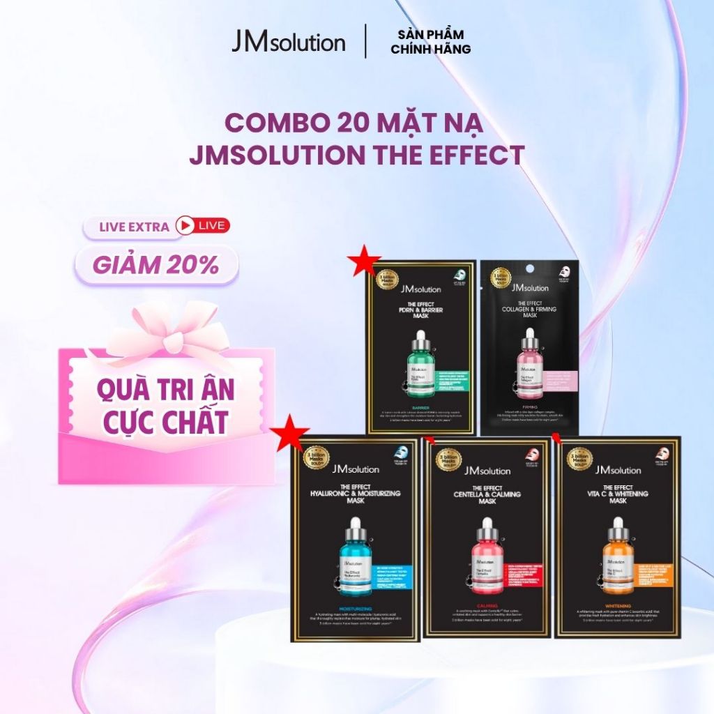 COMBO 20 Mặt Nạ Hỗ Trợ Nuôi Dưỡng Da JMSolution The Effect 24ml x 20 - JMSolution