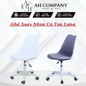 Ghế Xoay Nhựa Có Tựa, Ghế Xoay Văn Phòng Làm Việc, Spa Có Nệm Bọc Cao Cấp, Điều Chỉnh Độ Cao Phù Hợp